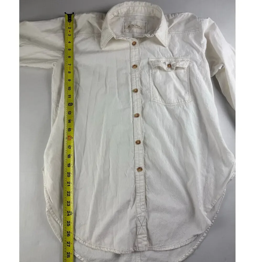 We The Free Free People freddie White Oversize Long Sleeve Top XS